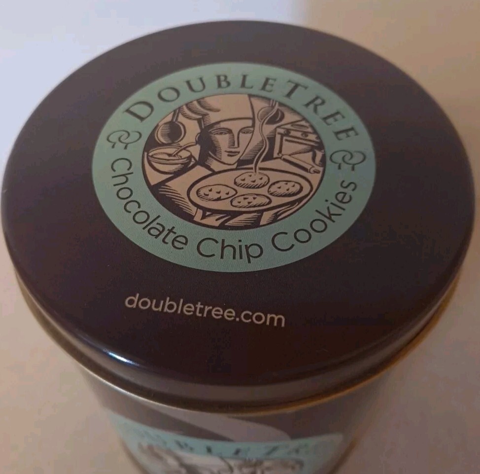 Doubletree Hotel Cookie Tin Can Advertising Double Tree Brown 5.5" X 4.1" Empty