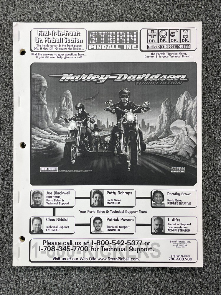 Stern Harley Davidson 3rd Edition Pinball Machine Manual Schematics ORIGINAL