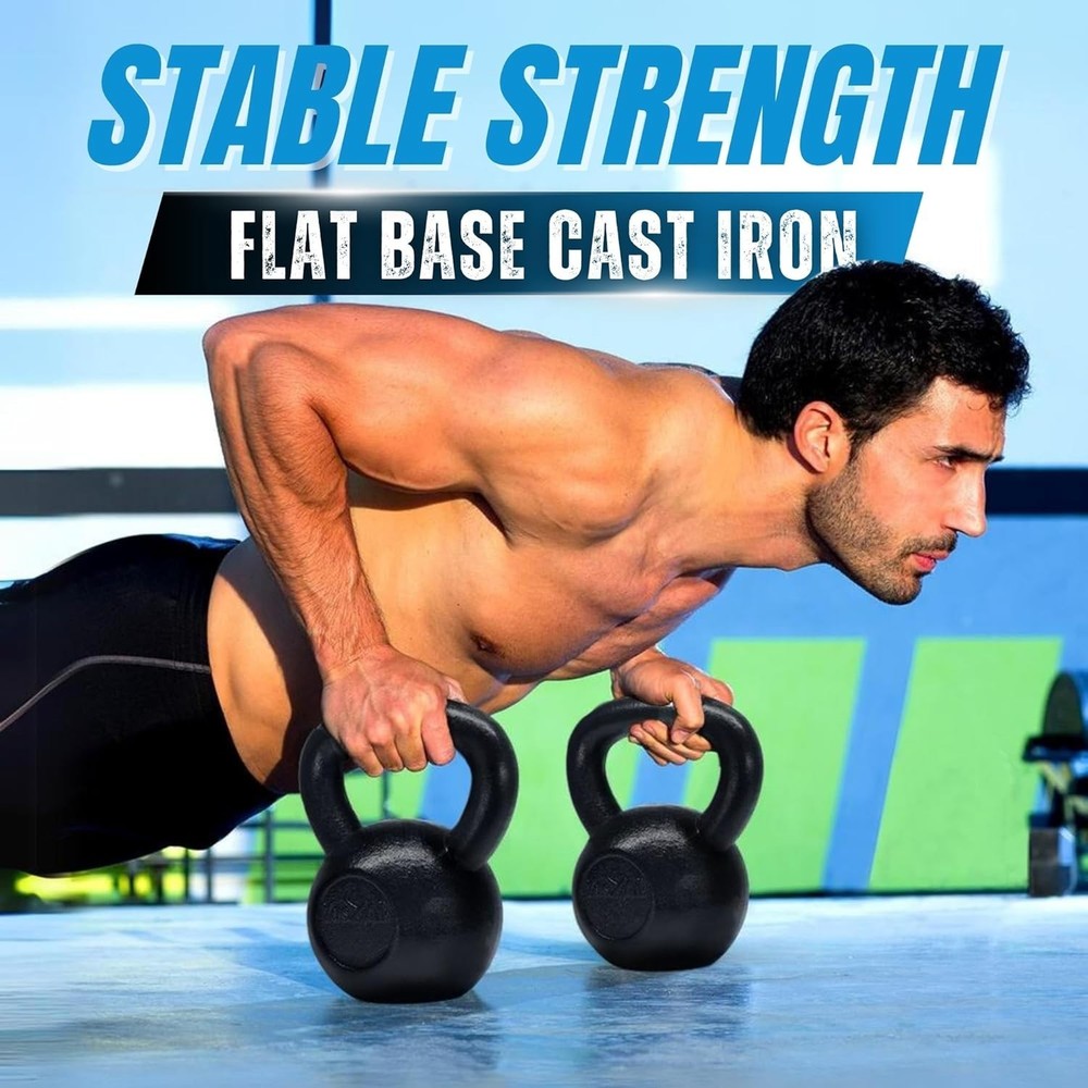 Solid Cast Iron Kettlebell - Durable 5-80 Lbs for Ultimate Strength Training