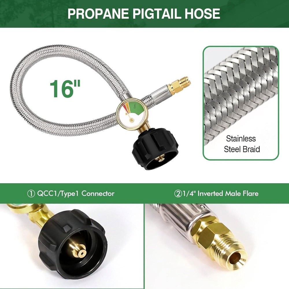 2-Stage Automatic Changeover LP Propane Gas Regulator with Two 18" RV