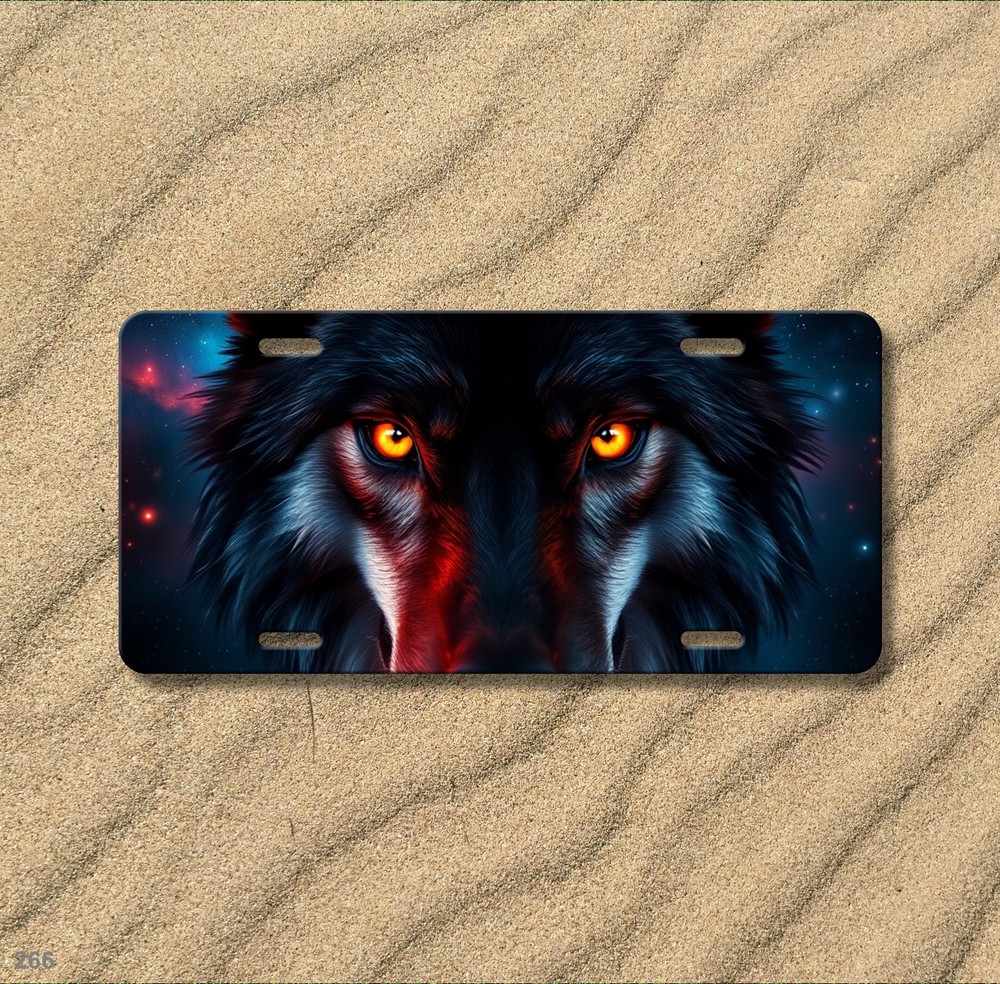 Bold Wolf License Plate Personalized Front Bumper Plate Birthday Gift