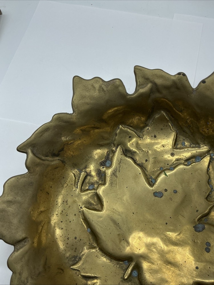 Italian Solid Brass Maple Leaf Decorative Bowl MCM , Academia, Fall, Cottage