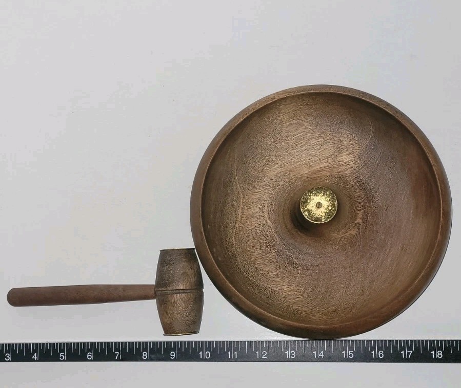 Walnut Bowl And Brass Mallet Nutcracker Vintage Nut Bowl