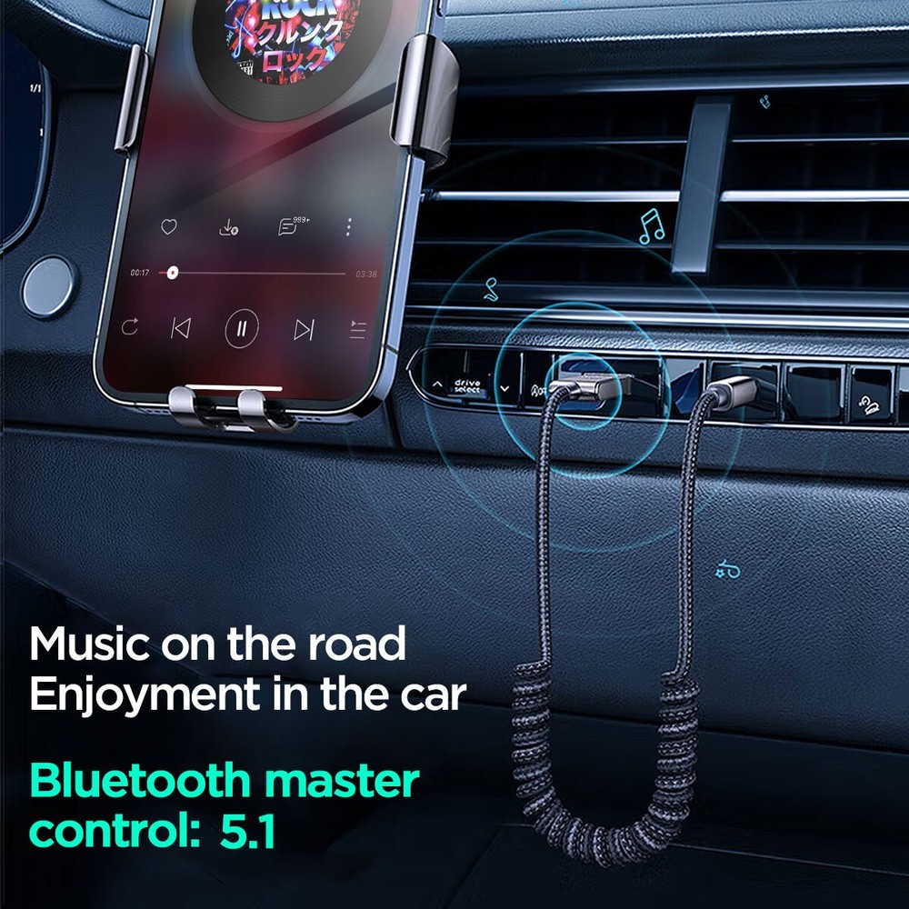 Aux to Bluetooth 5.1 Adapter 3.5mm Bluetooth Receiver Microphone for Car