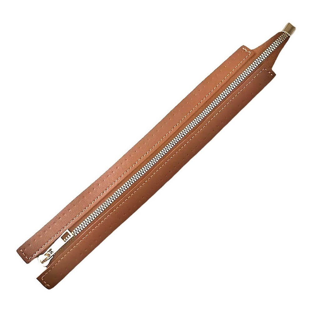 Leather Zipper Extra Large (30cm x 4.5cm), Brown
