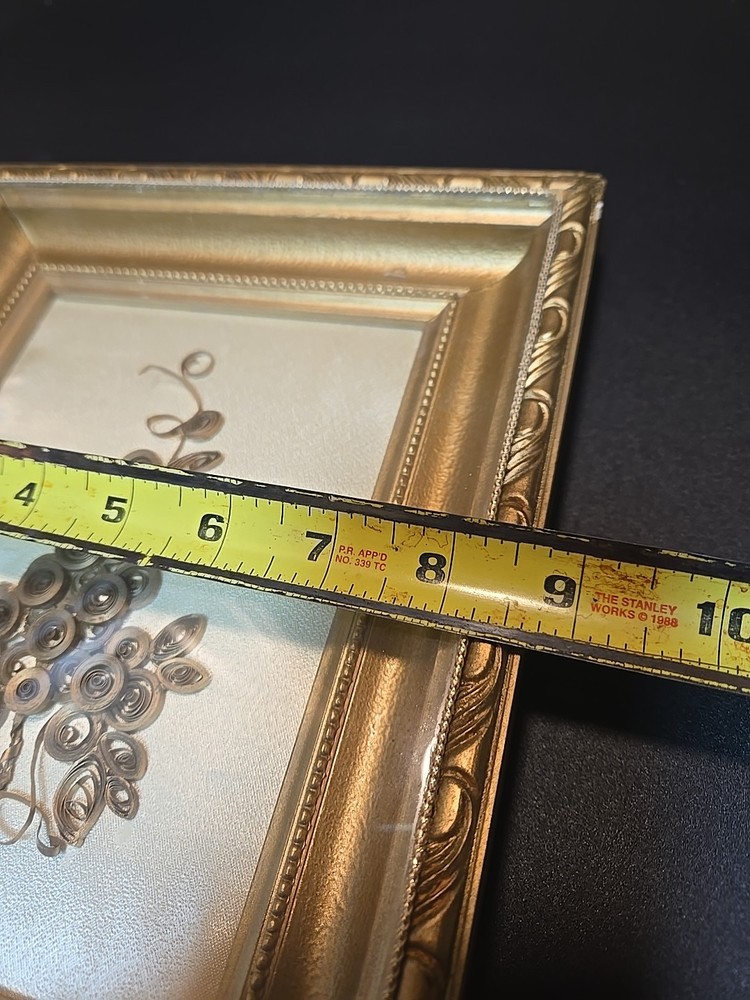 Framed Brass Quilling Rolls Grapevine Design Shadowbox Art Deco Wine Decor