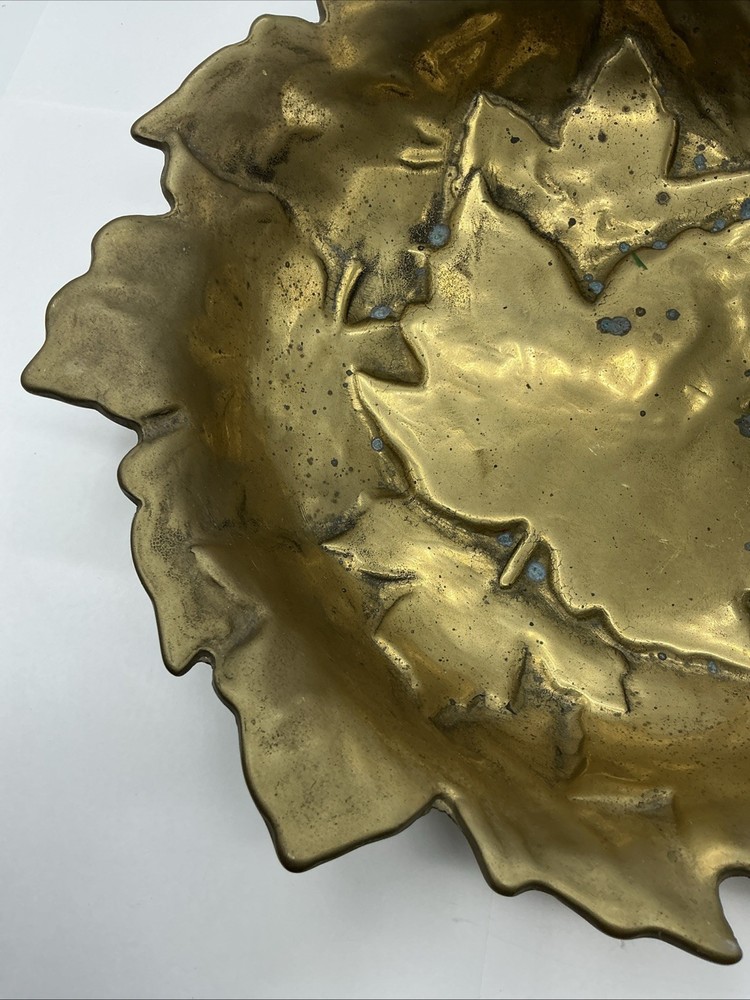 Italian Solid Brass Maple Leaf Decorative Bowl MCM , Academia, Fall, Cottage