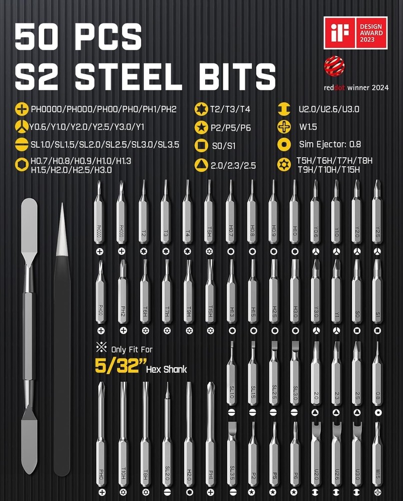 Mini Precision Screwdriver Set for Electronics with Magnetic Storage Case