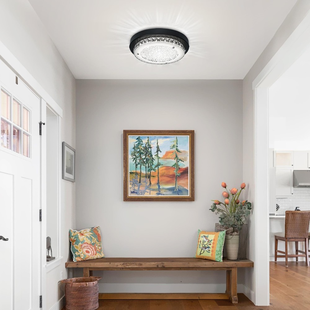 Flush Mount Ceiling Light Fixture 11 Inch Black LED Dimmable Ceiling Lights K...