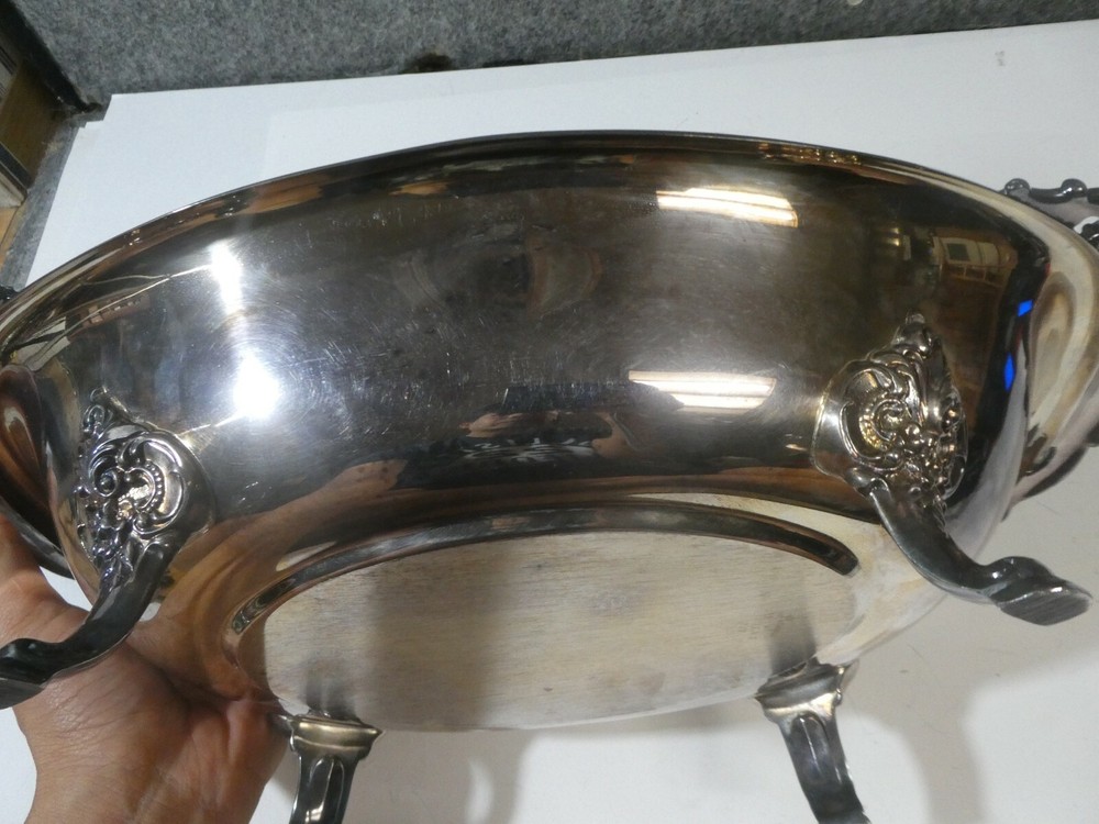Wallace Silver Plate Baroque Pattern 16" Centerpiece Footed Fruit Bowl #1