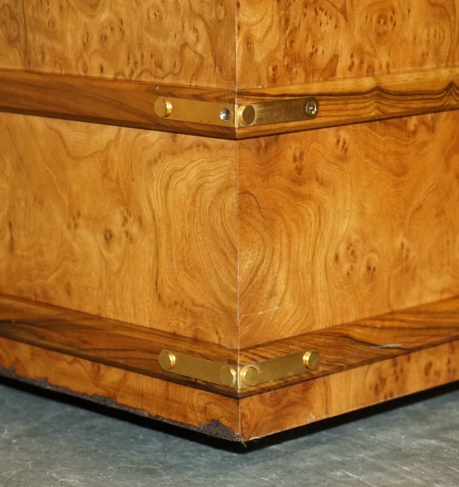 EXTRA LARGE BURR WALNUT SOLID CHEST TRUNK WITH HIDDEN BOTTOM STORAGE MUST SEE