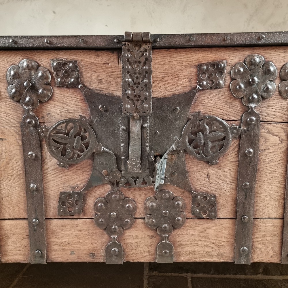 A 16th Century Iron Bound Coffer.