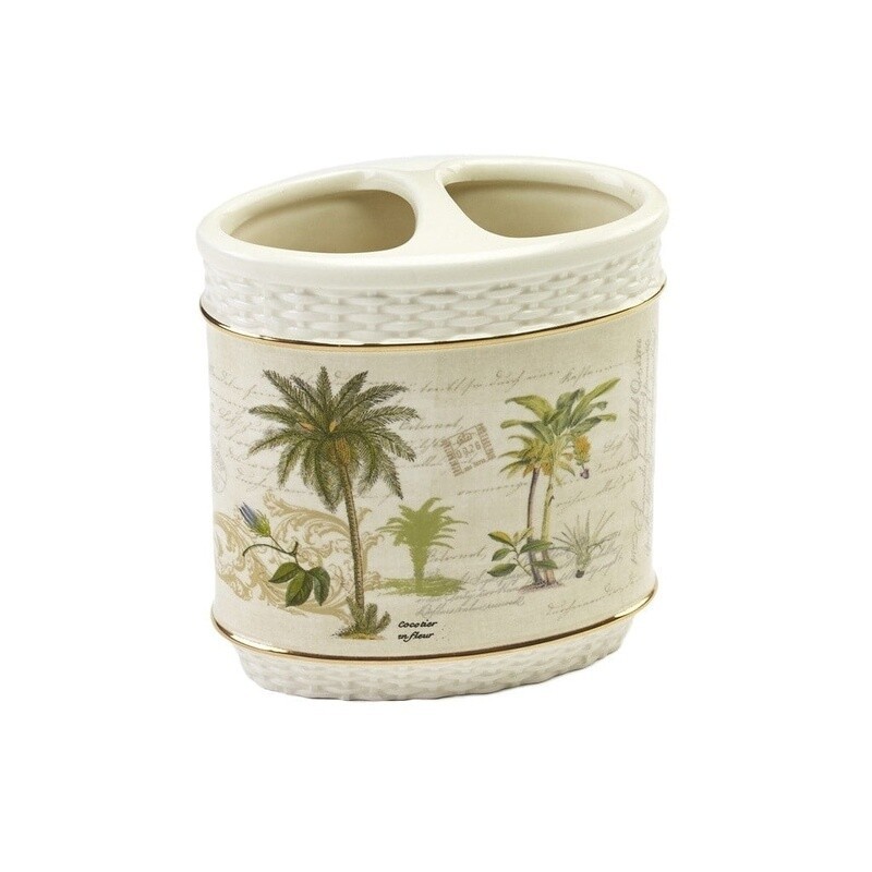 Tropical Ceramic Toothbrush Holder Bathroom Decor