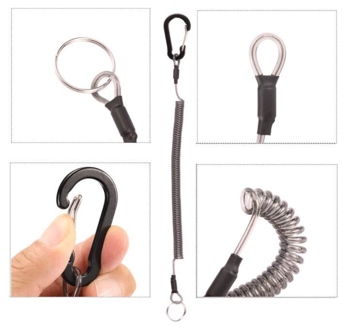 3 COILED LANYARDS SAFETY ROPE RETRACTABLE TETHER WITH CARABINER
