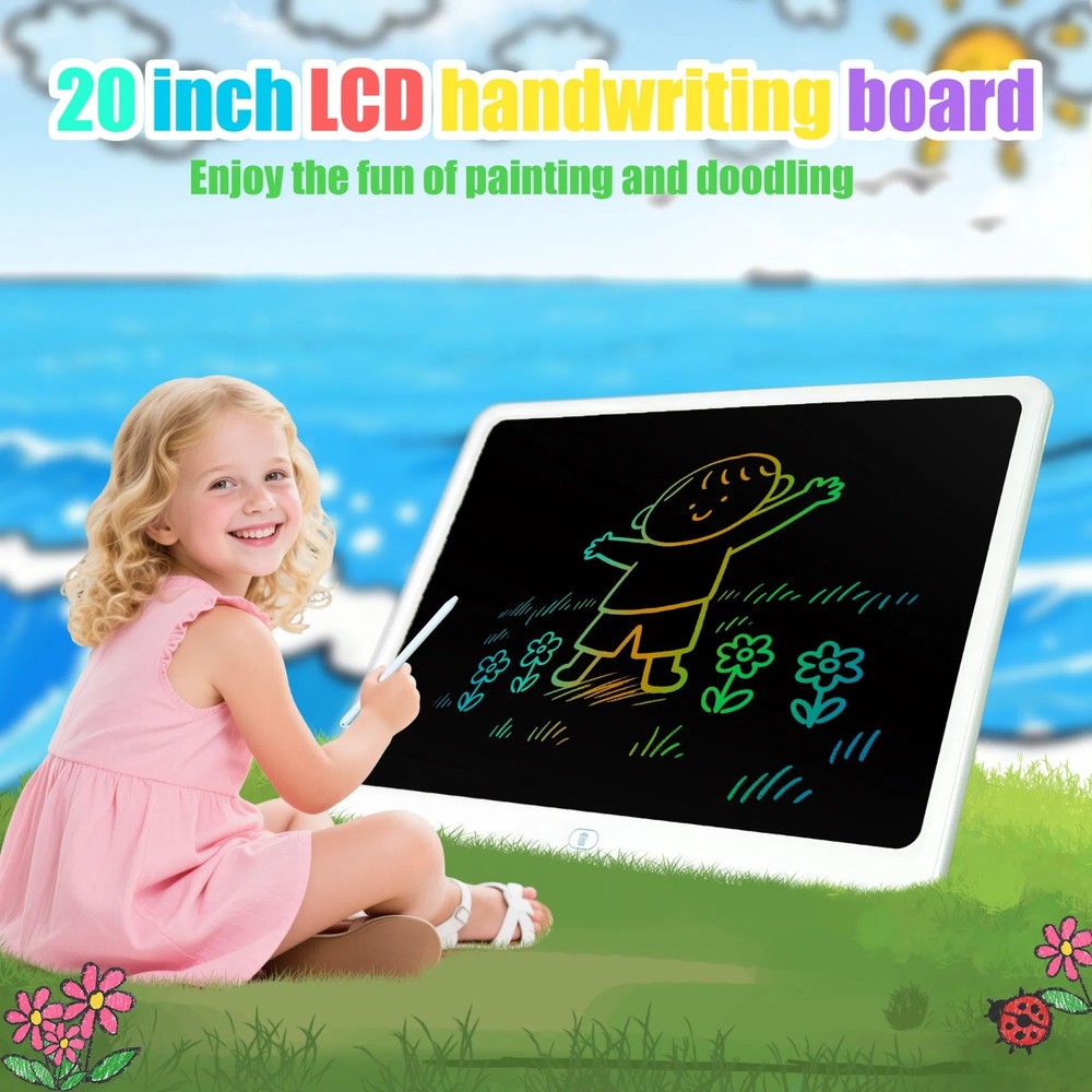 20" LCD Writing Tablet for Kids – Colorful Erasable Drawing & Learning Board