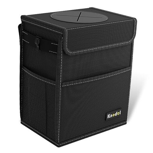 2 Gallon Leak-Proof Waterproof Car Trash Can with Lid Medium Black