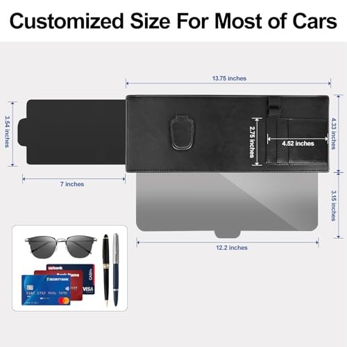 Sun Visor Extender for Car with Side Sunshade, Visor with Sunglasses Holder