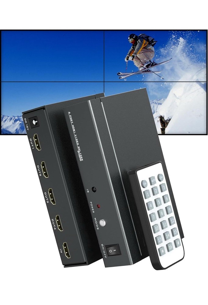 Yinker HDMI Video Wall Controller 2x2 With IR Remote 4K Input 1080p 8 Splicer