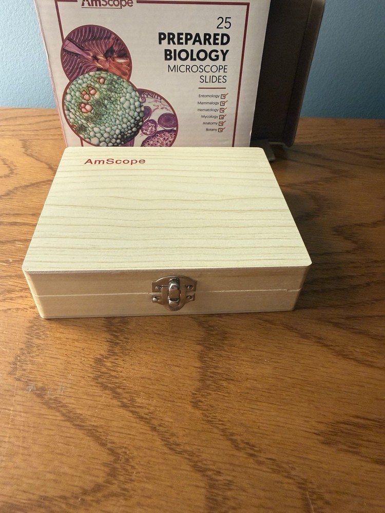 Amscope 25 Prepared Biology Microscope Slides NEW
