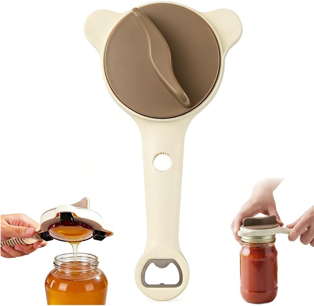 4 in 1 Multi-Purpose Jar Opener, Non Slip Teeth, Multi Size Lid Tool