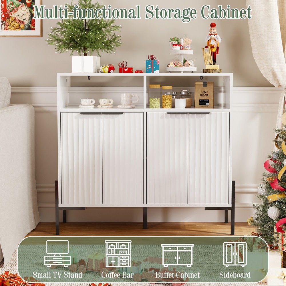 Marcytop Sideboard Buffet Cabinet with Storage Drawers Adjustable Shelves White