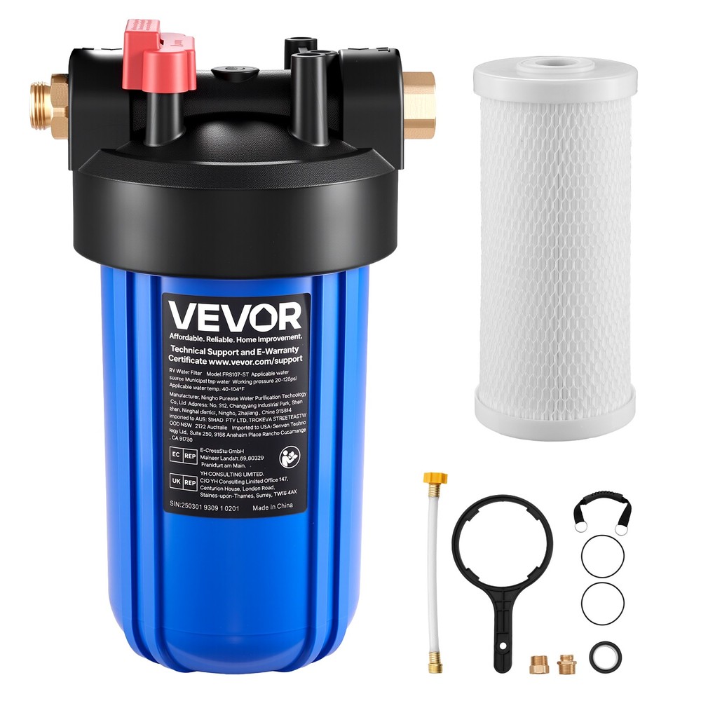 VEVOR RV Water Filter System with Replaceable Cartridge for Clean Water RV Boat