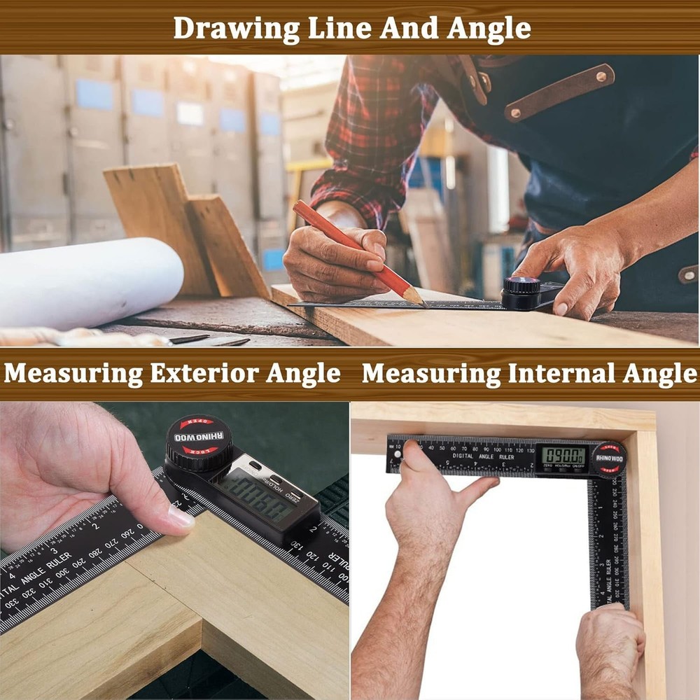 Digital Angle Finder Protractor - 2-in-1 Ruler & Protracting Tool - Large LCD...