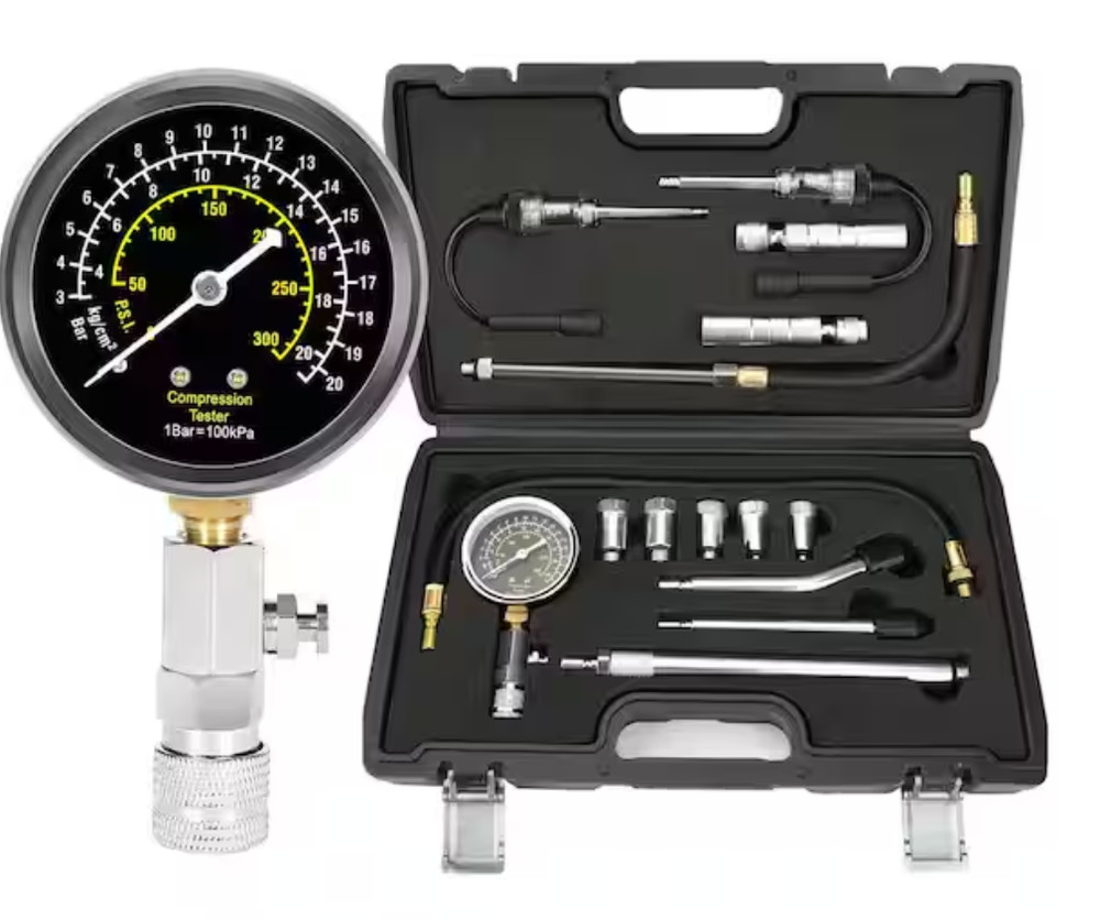 Compression Tester Kit Petrol Engine Cylinder Gauge Tool Automotive 15 pc