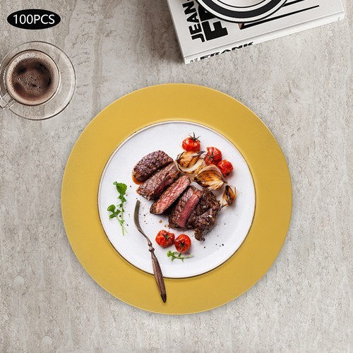 100 Pcs Western Dim Sum Dishes With Patterns, Round Plates Set, Reusable Plate