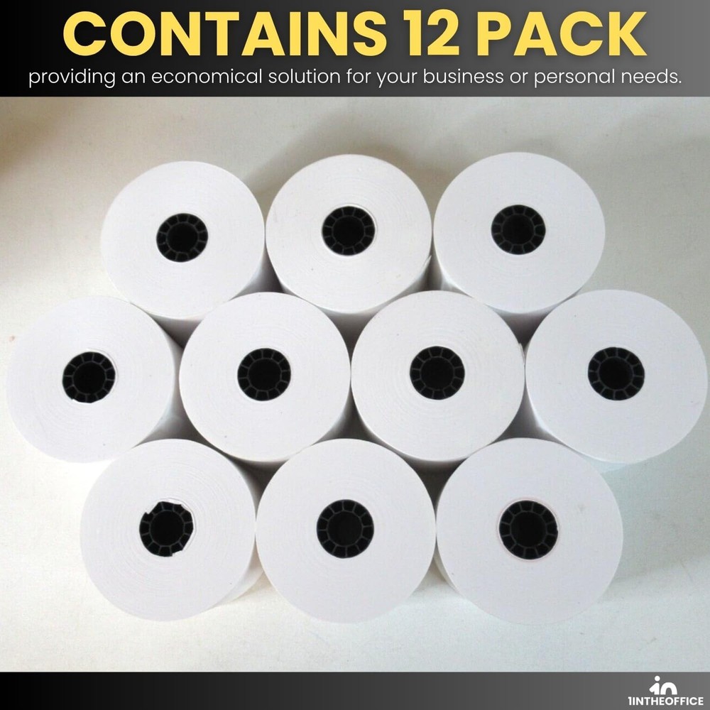 Adding Machine Rolls 2 1/4" x 130' - 12 Uncoated Rolls, Bright White