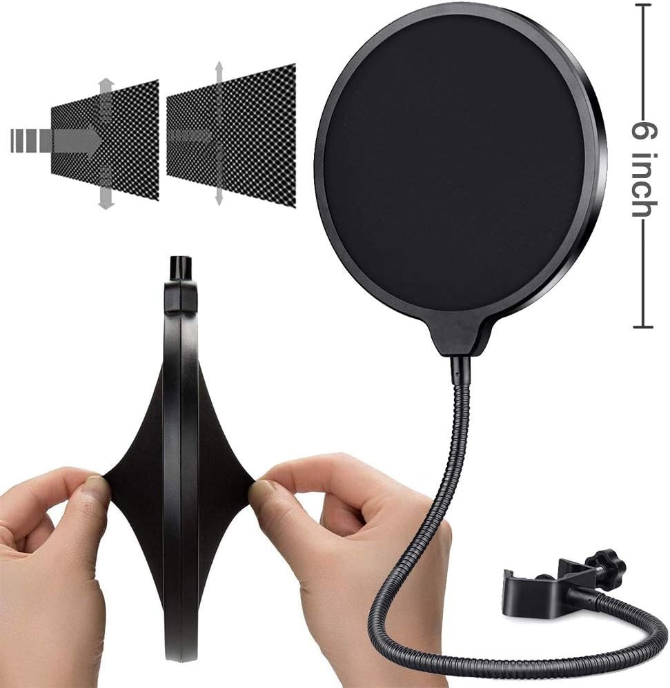 Professional Microphone Isolation Shield with Heavy-Duty Adjustable Tripod Base