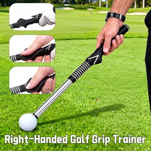 Retractable Golf Swing Trainer, Golf Grip Training Aid for Strength & Tempo