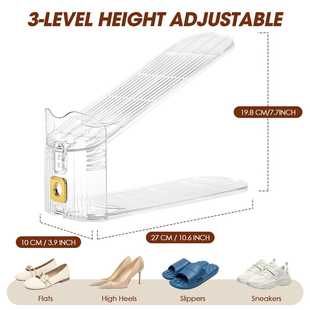 MOVDEET 20 Pack Shoe Slots Organizer,Adjustable Stackers 20 PACK, Clear