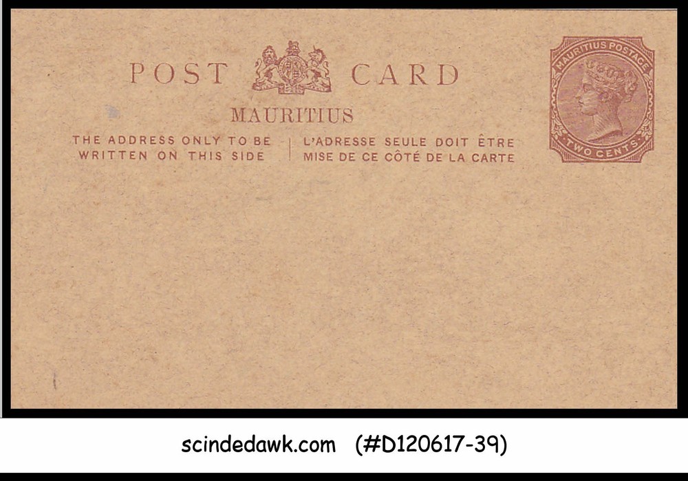 MAURITIUS - 2c QV POSTCARD - MINT ID:B43