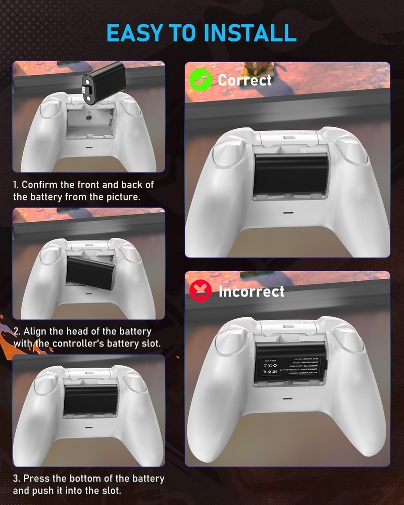 Ultimate Xbox Controller Battery Solution - 2×6660mWh, Certified Safety Features