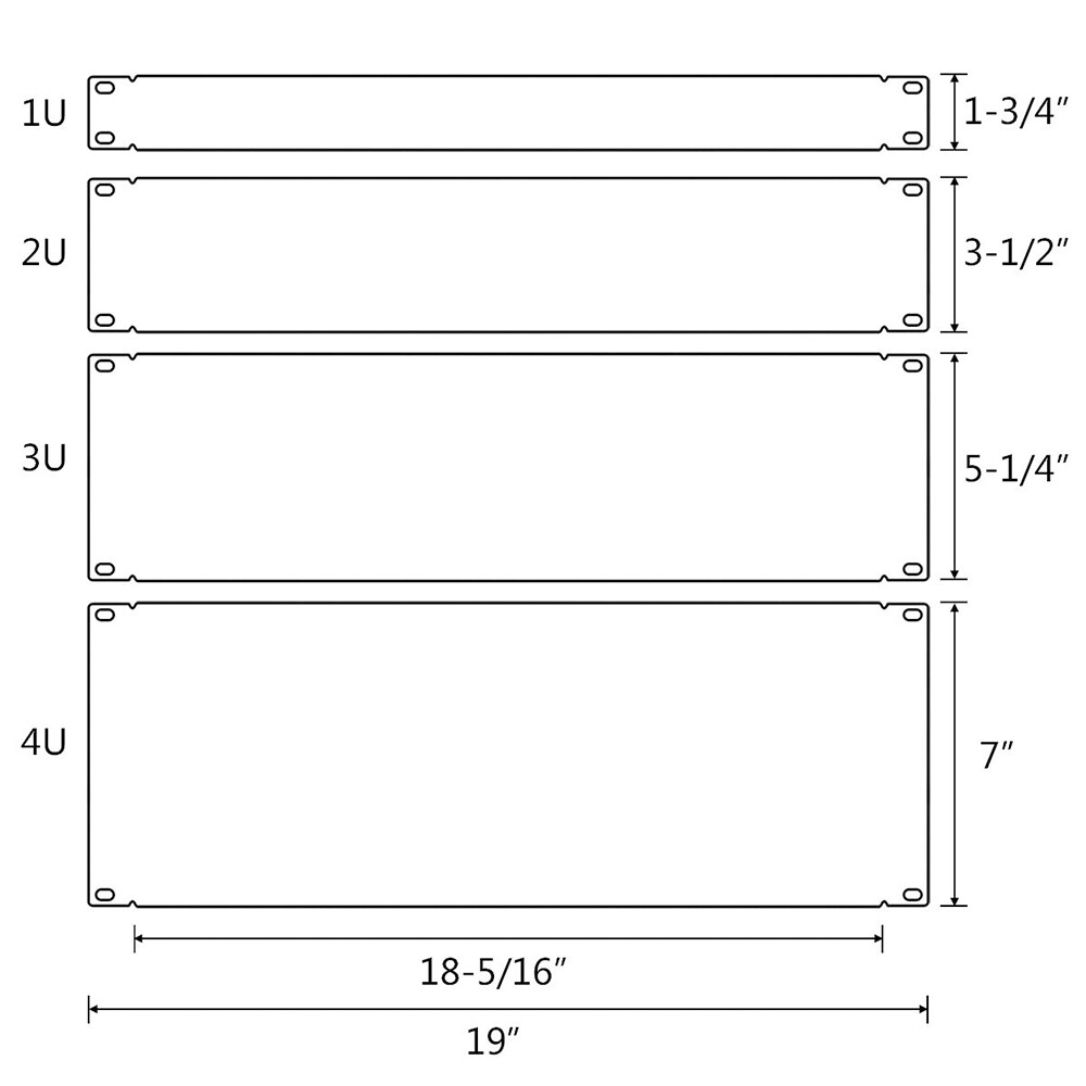 1U-4U Vented Unvented Blank Rack Mount Panel Spacer 19" Network Server Cabinet
