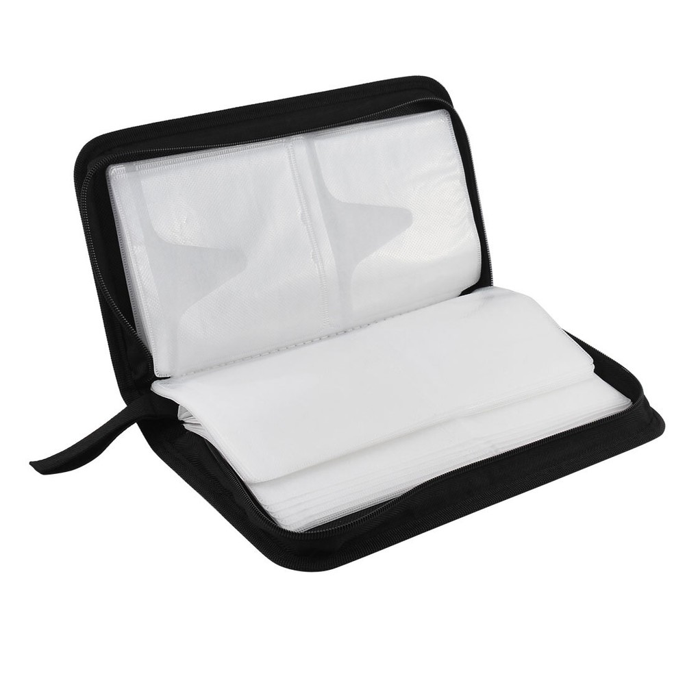 Zipper Closure Rectangle Nylon CD Storage Carry Case Bag Holder Container Black