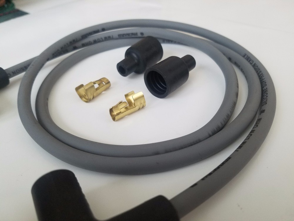 28" VINTAGE UNIVERSAL GRAY SILICONE SPARK PLUG WIRE 8MM KIT SUPPRESSION CORE