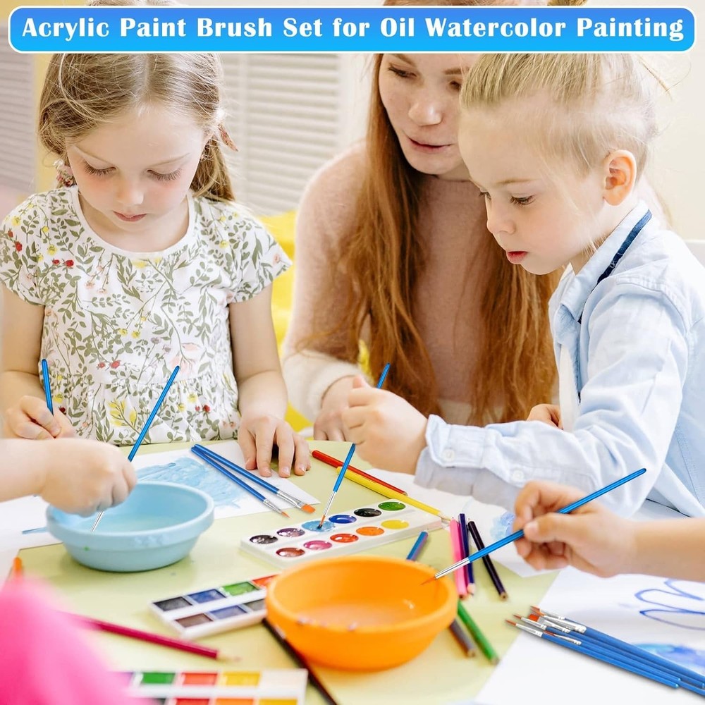 Small Paint Brushes Bulk, Anezus 50 Pcs Flat Tip Small, Blue