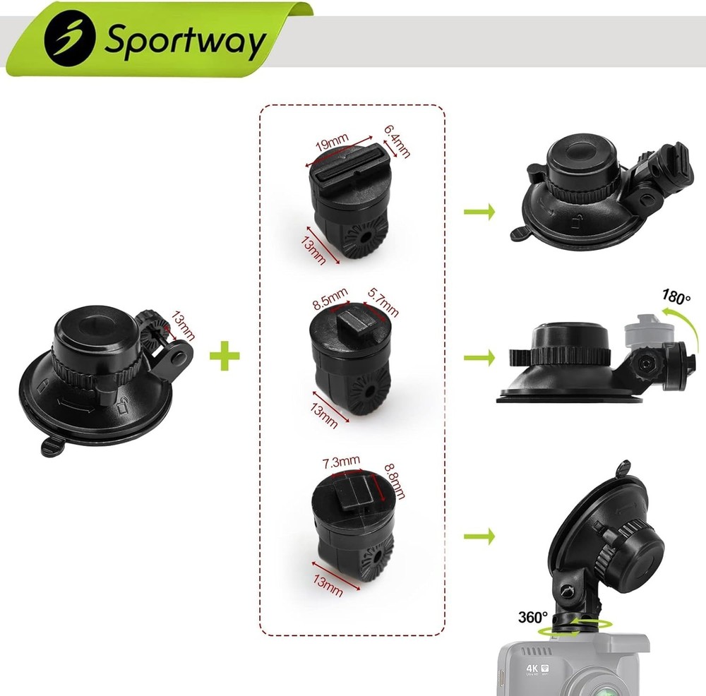 Compact Suction Cup Mount for Dash Cameras - Easy Install & Secure Hold