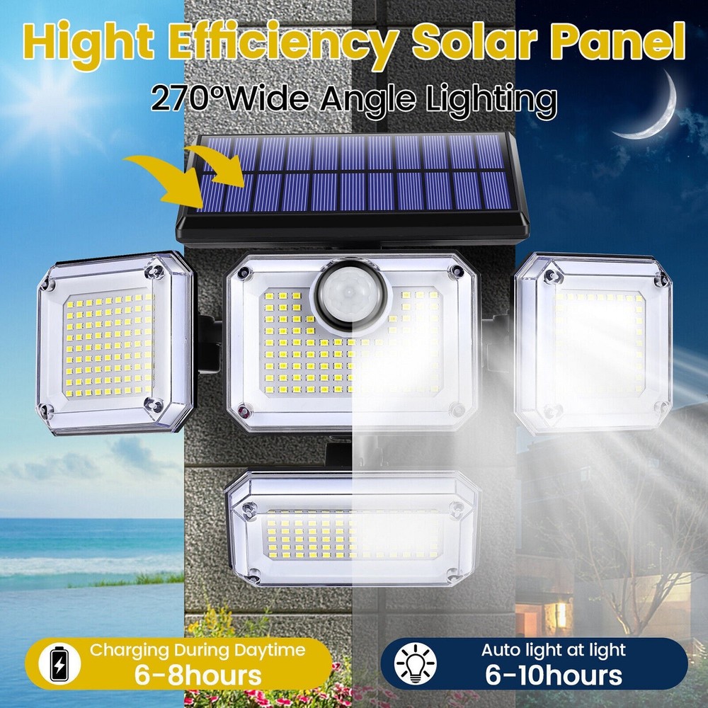 333 LED Solar Wall Light Outdoor Garden Waterproof Motion Sensor Security Lamp