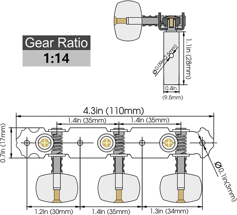 Guitar Tuners Machine Heads 3+3 Set Tuning Keys String Pegs for Classical Gui...
