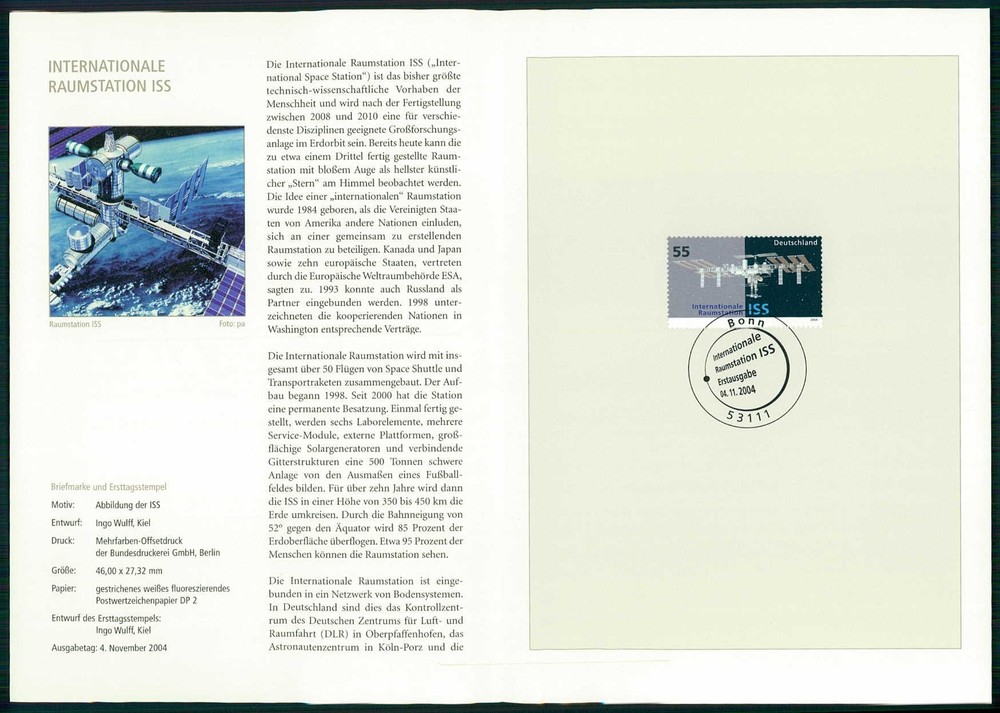 GERMANY FOLDER 2004/40 ISS SPACE STATION