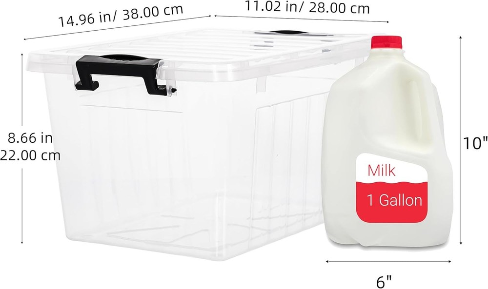 22 Qt Clear Storage Bins with/ Lids Stackable Nestable Organizer 2 Pack
