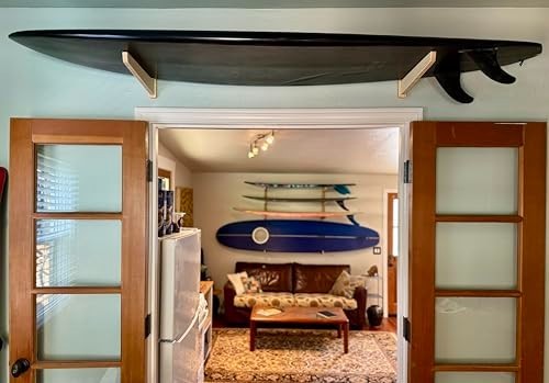Surfboard Wall Mount Rack for Longboards & Shortboards - Bamboo Storage Display,