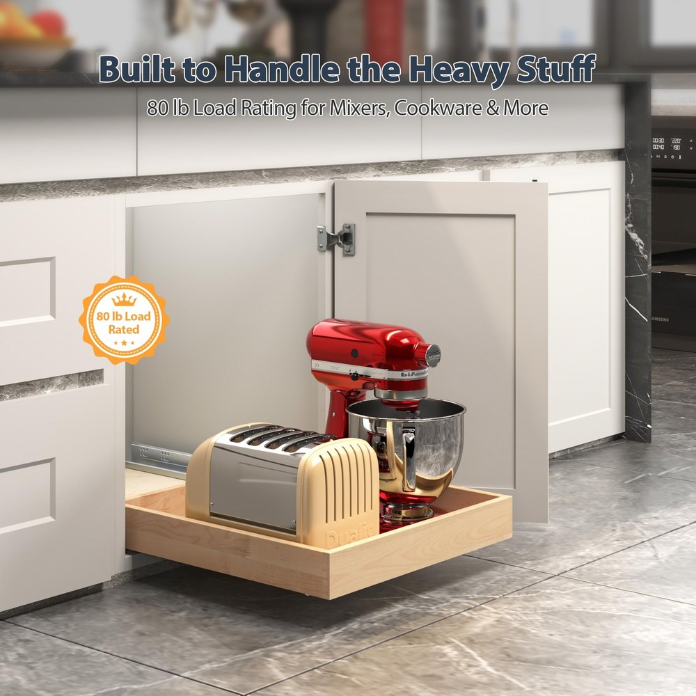 Pull Out Drawers for Cabinets - Birch Wood Pull-Out Drawer 20" W x 21" D - So...