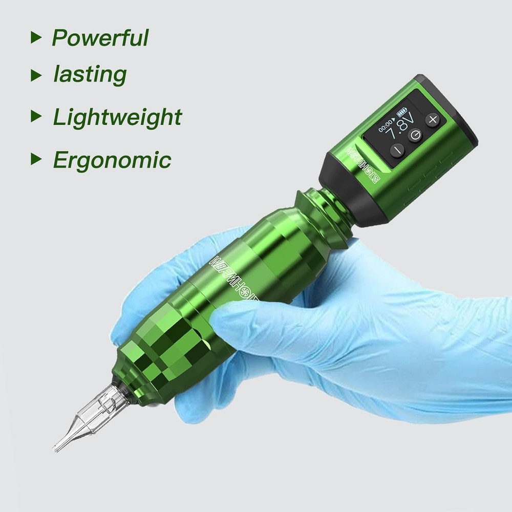 Wormhole Tattoo WTK258 Wireless Gun Kit Professional Machine green