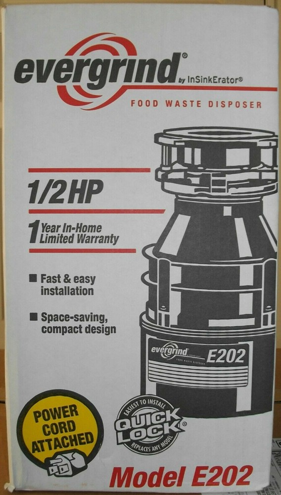 NEW INSINKERATOR 75951 EVERGRIND E202 W/CORD CORDED 1/2 HP Garbage Disposal