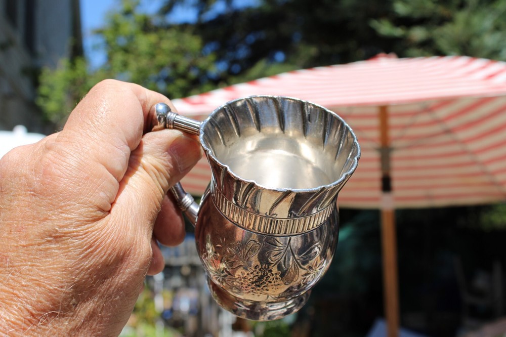 Victorian Meridan B Co. Etched Silver Plate Small Cup #163