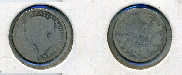 1894 CANADA .10 SILVER COIN AG 8599C